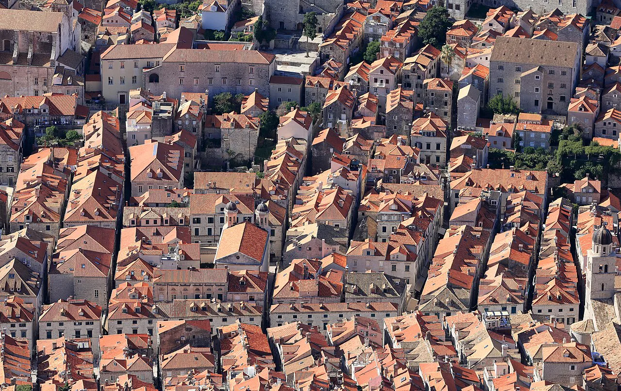 Dubrovnik's Old Town rooftops seen from Srđ.