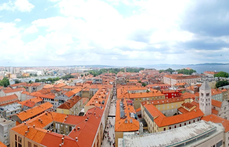Zadar old town seen from the cathedral bell tower.