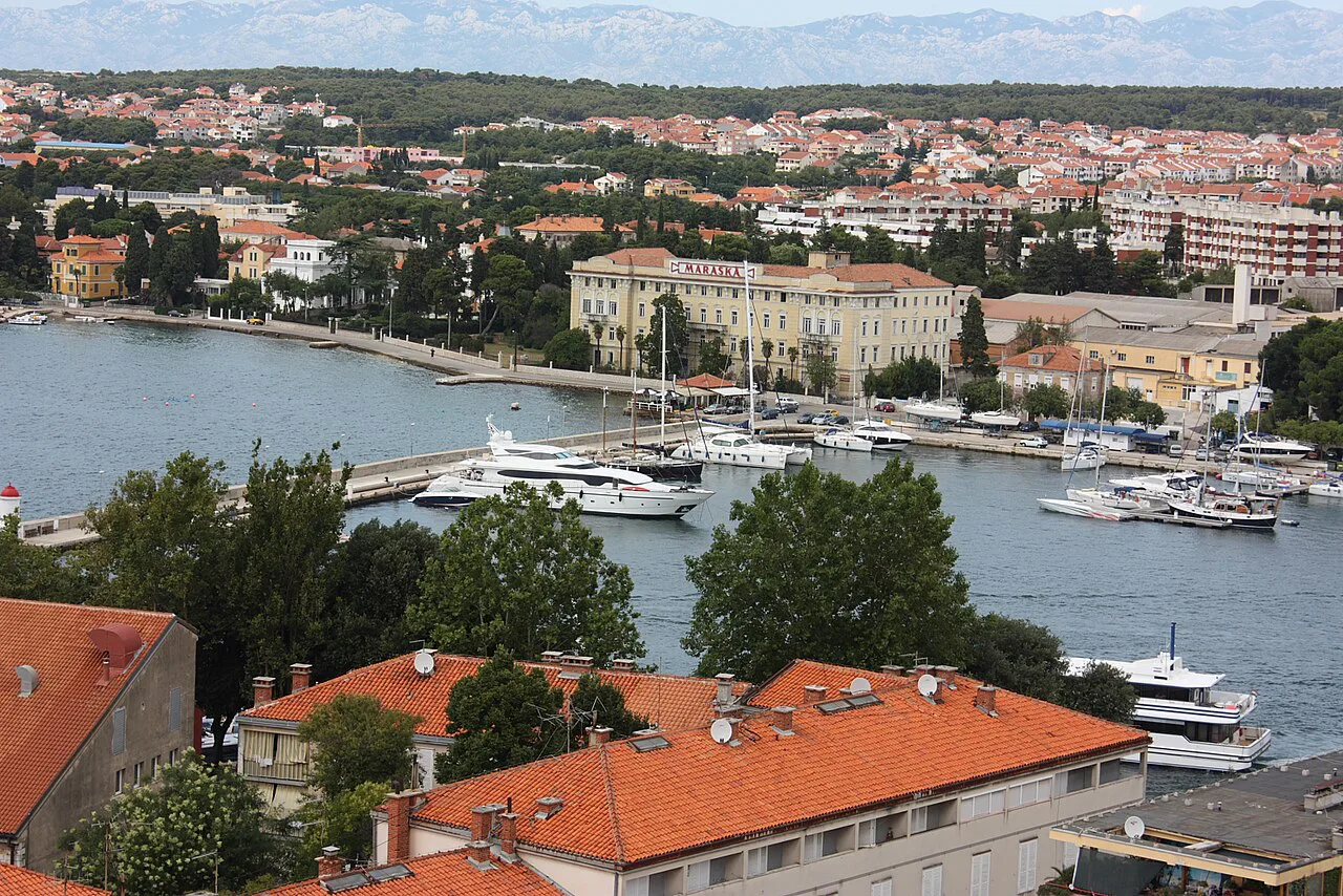 Boats moored along the waterfront, Zadar.