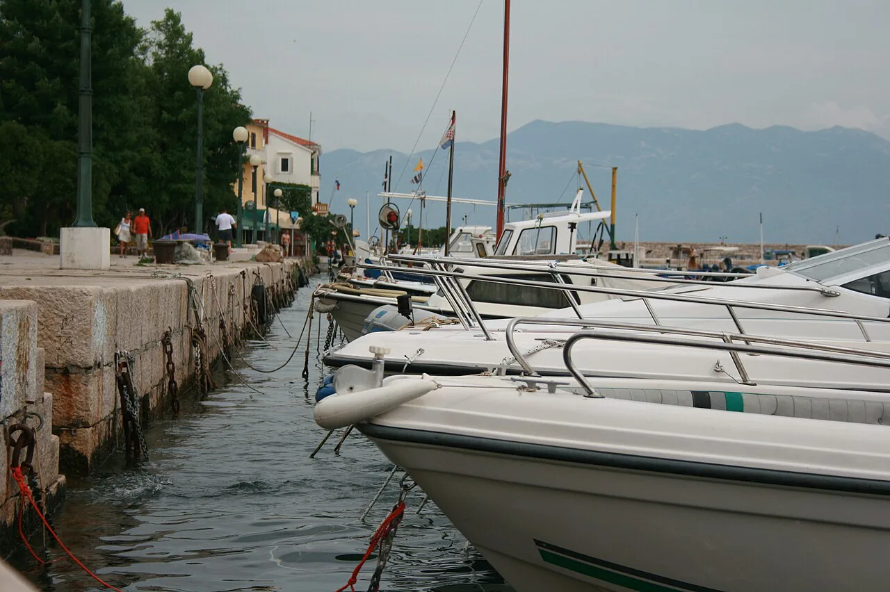Boats in the small harbour at Baška, Krk.