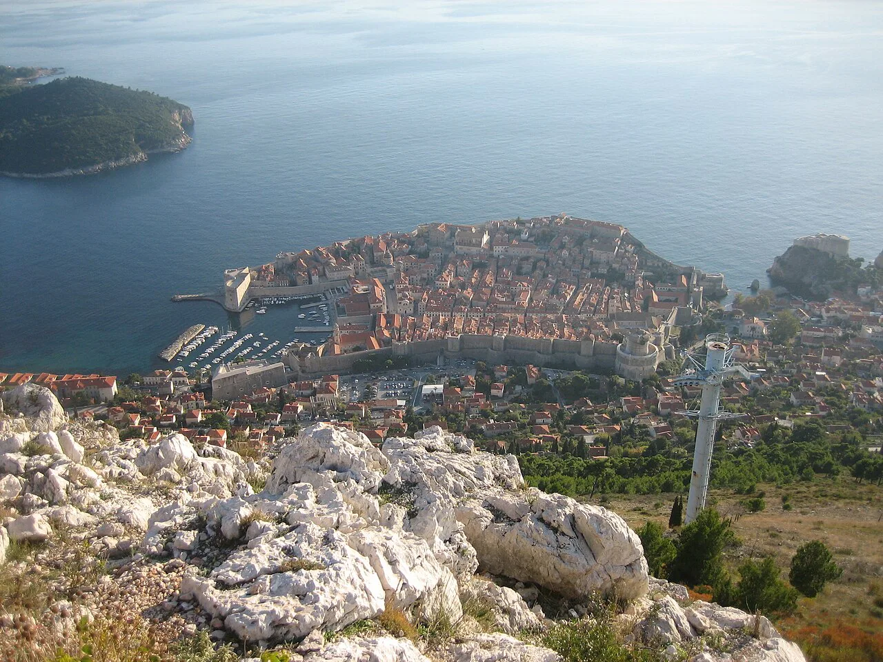 The Old Town of Dubrovnik seen from Srđ.