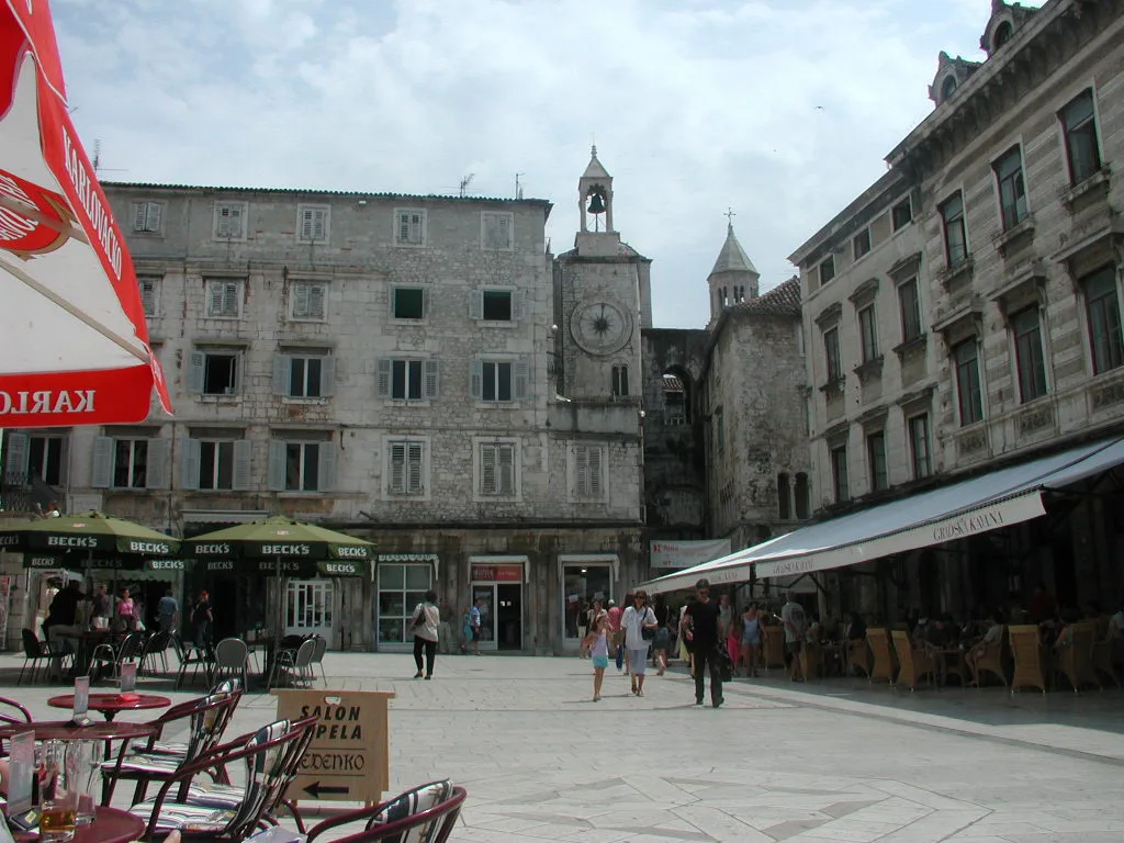 Café awnings on Narodni trg, Split.