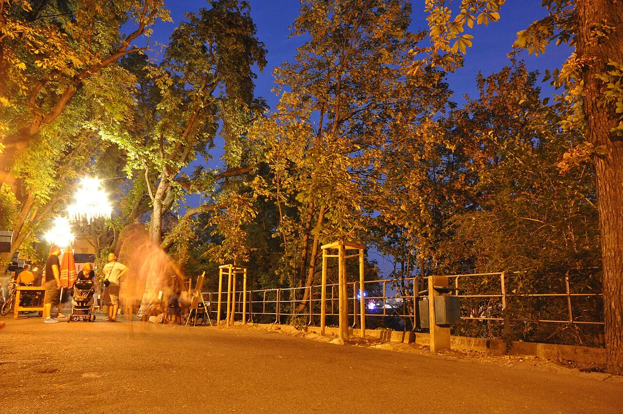 Chandeliers under the trees on the Strossmayer Promenade, Zagreb.