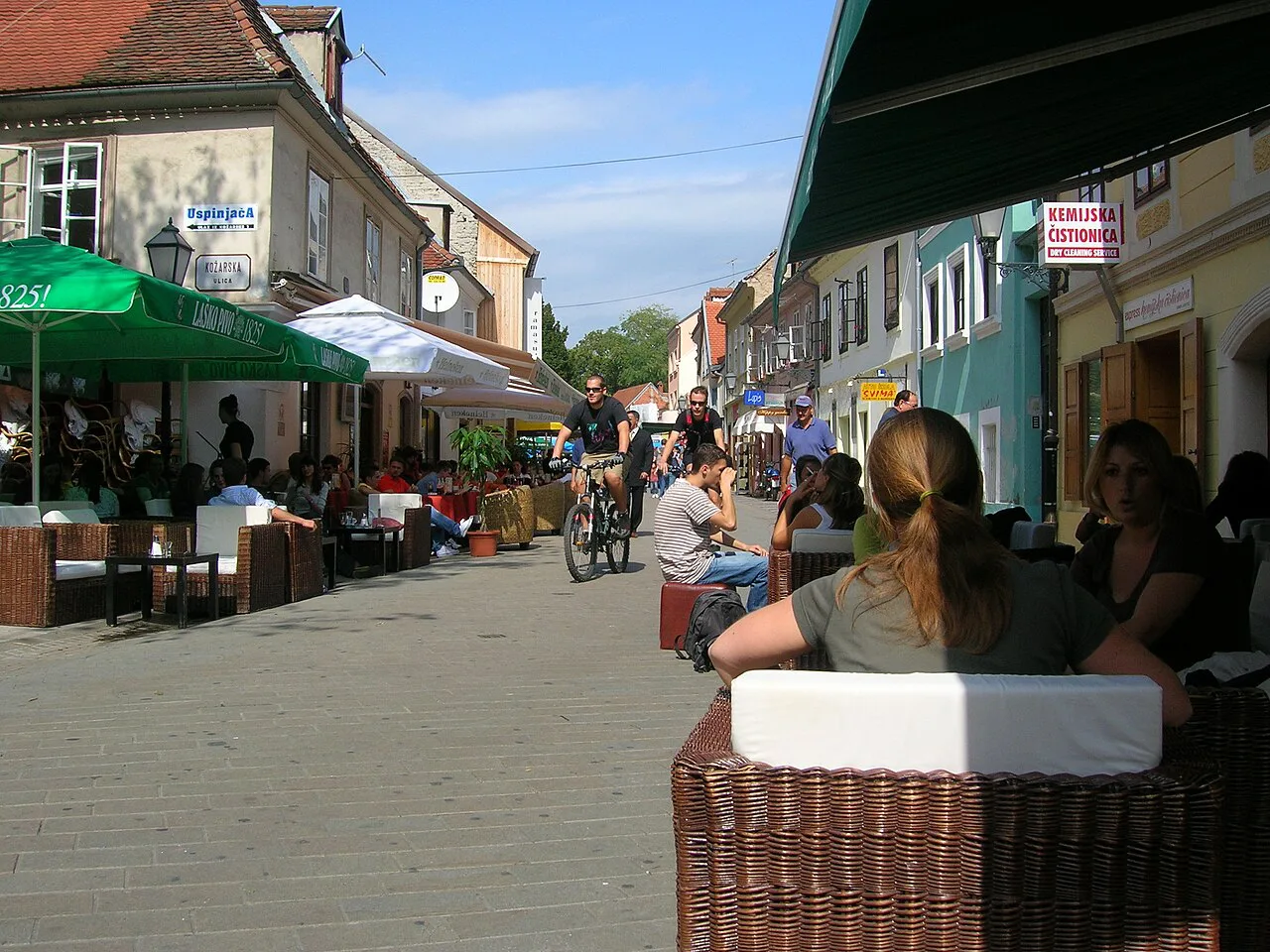Outdoor tables on Tkalčićeva Street, Zagreb.