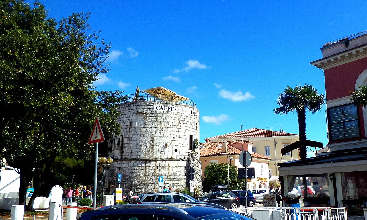 A round medieval tower in the old town, Poreč.