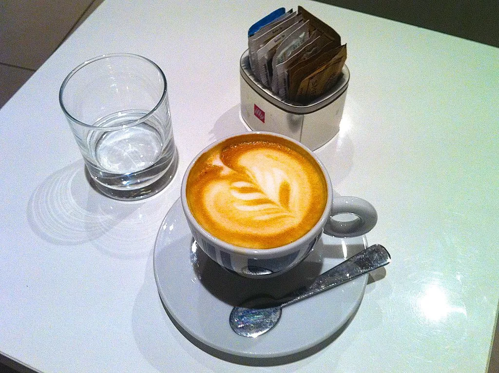 A cappuccino at a café in Šibenik.