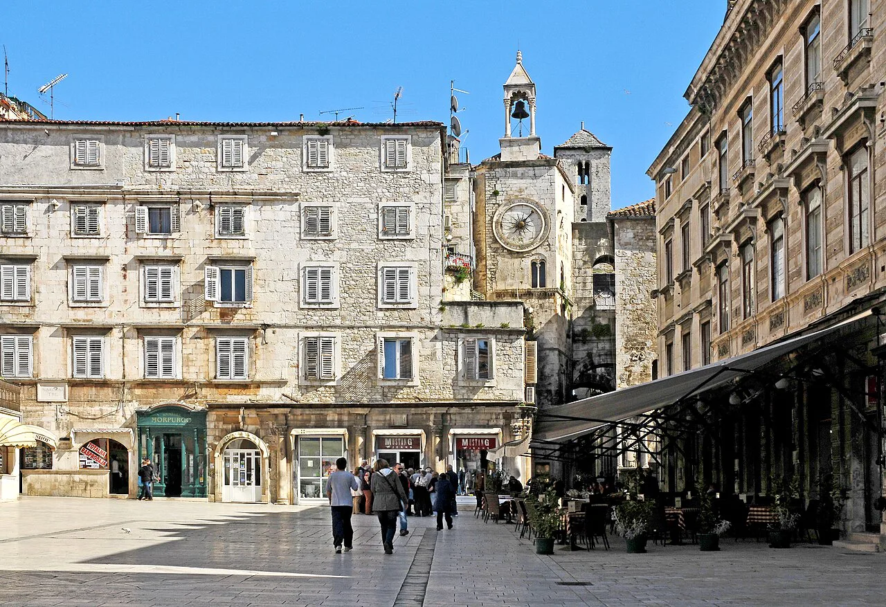 Café tables on Narodni trg, Split.