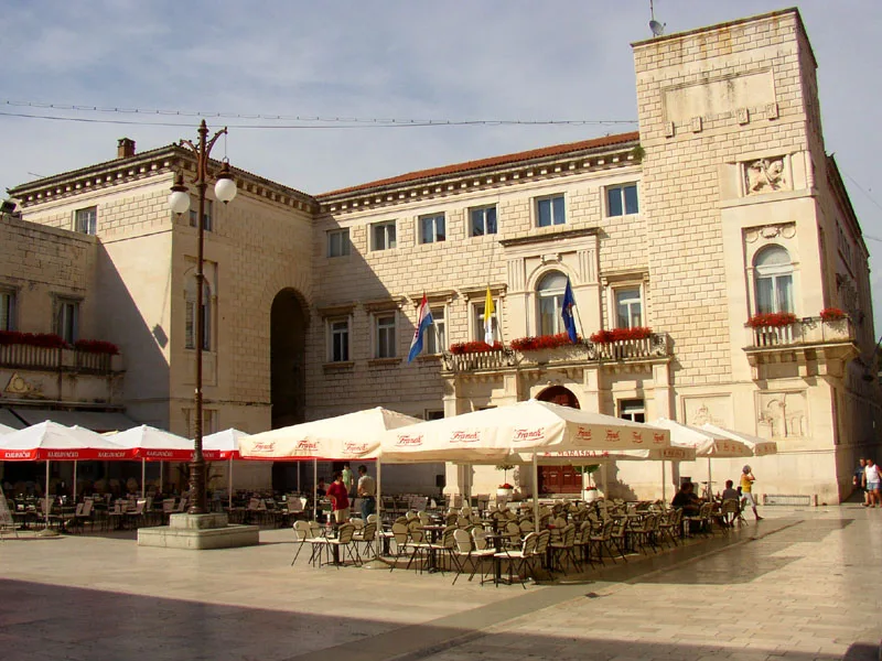 Café tables outside the City Hall, Zadar.