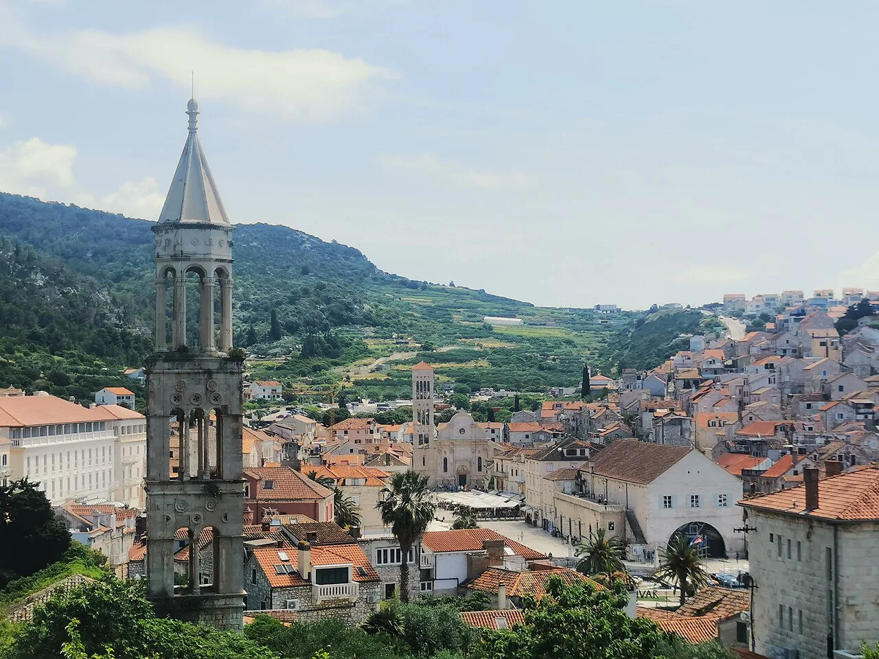 Hvar town centre seen from above.