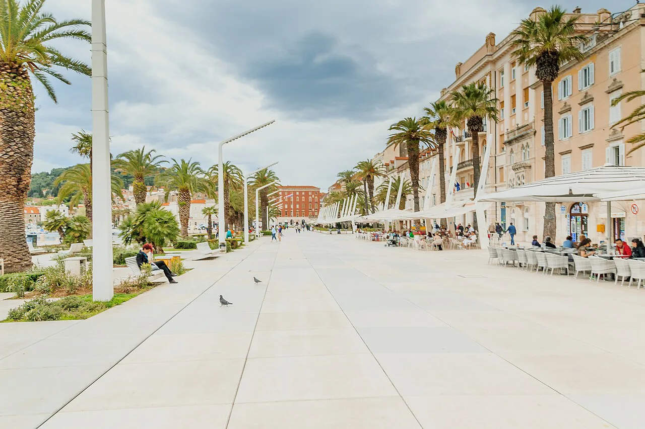 Café terraces along the Riva, Split.