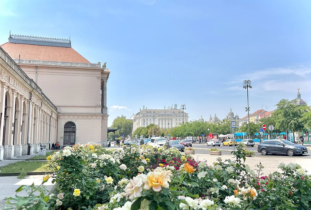 Gardens in front of Zagreb's main railway station.