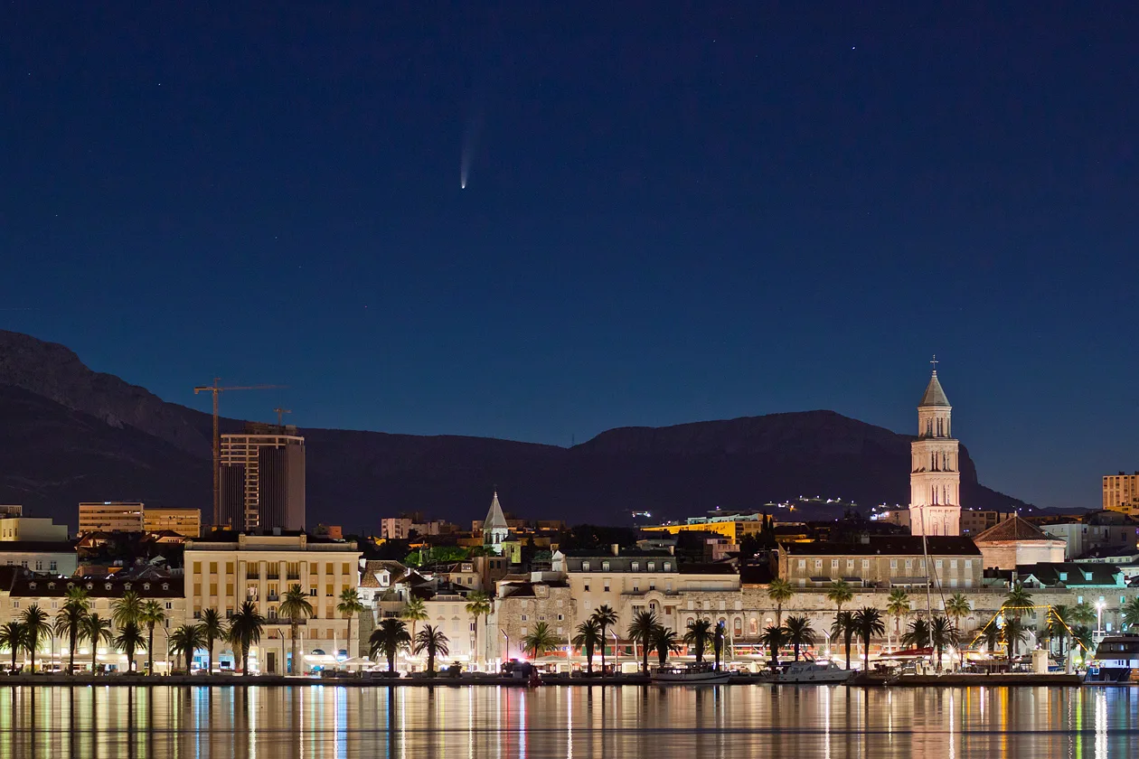 The Split waterfront at night.