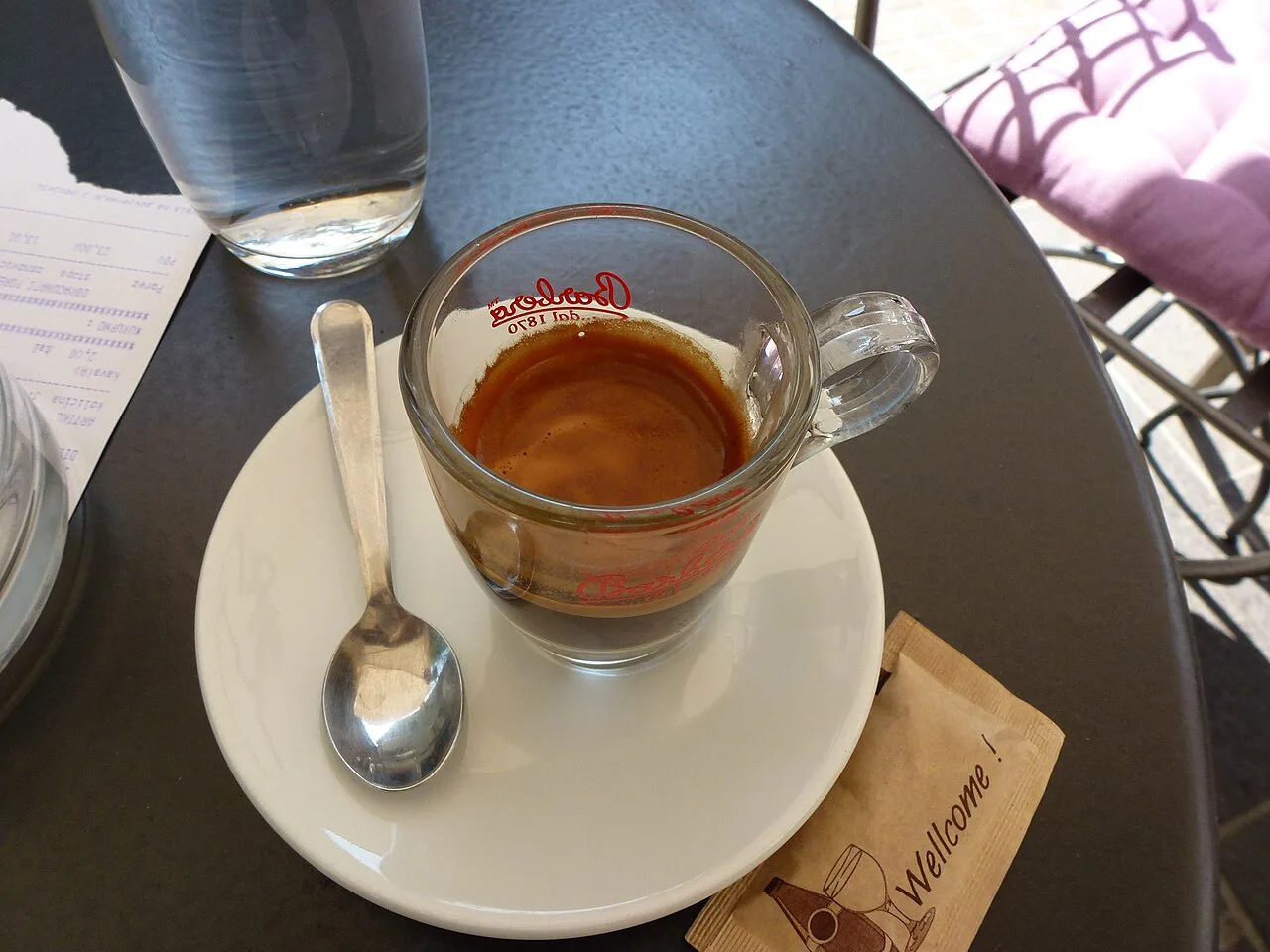 An espresso at a café on Tkalčićeva Street, Zagreb.