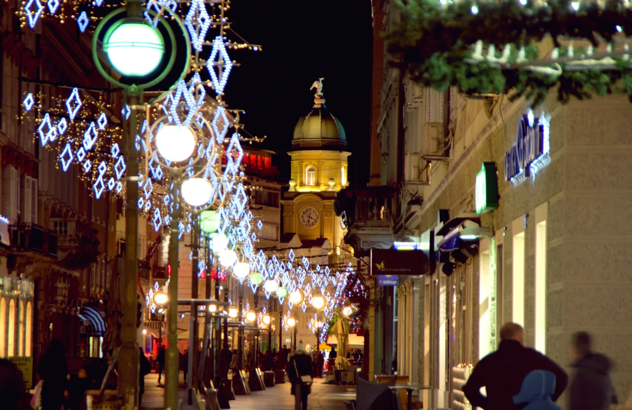 The Korzo lit up for Advent, Rijeka.