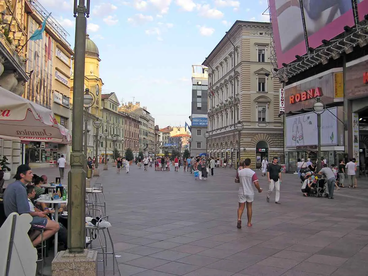 Café terraces along the Korzo, Rijeka.