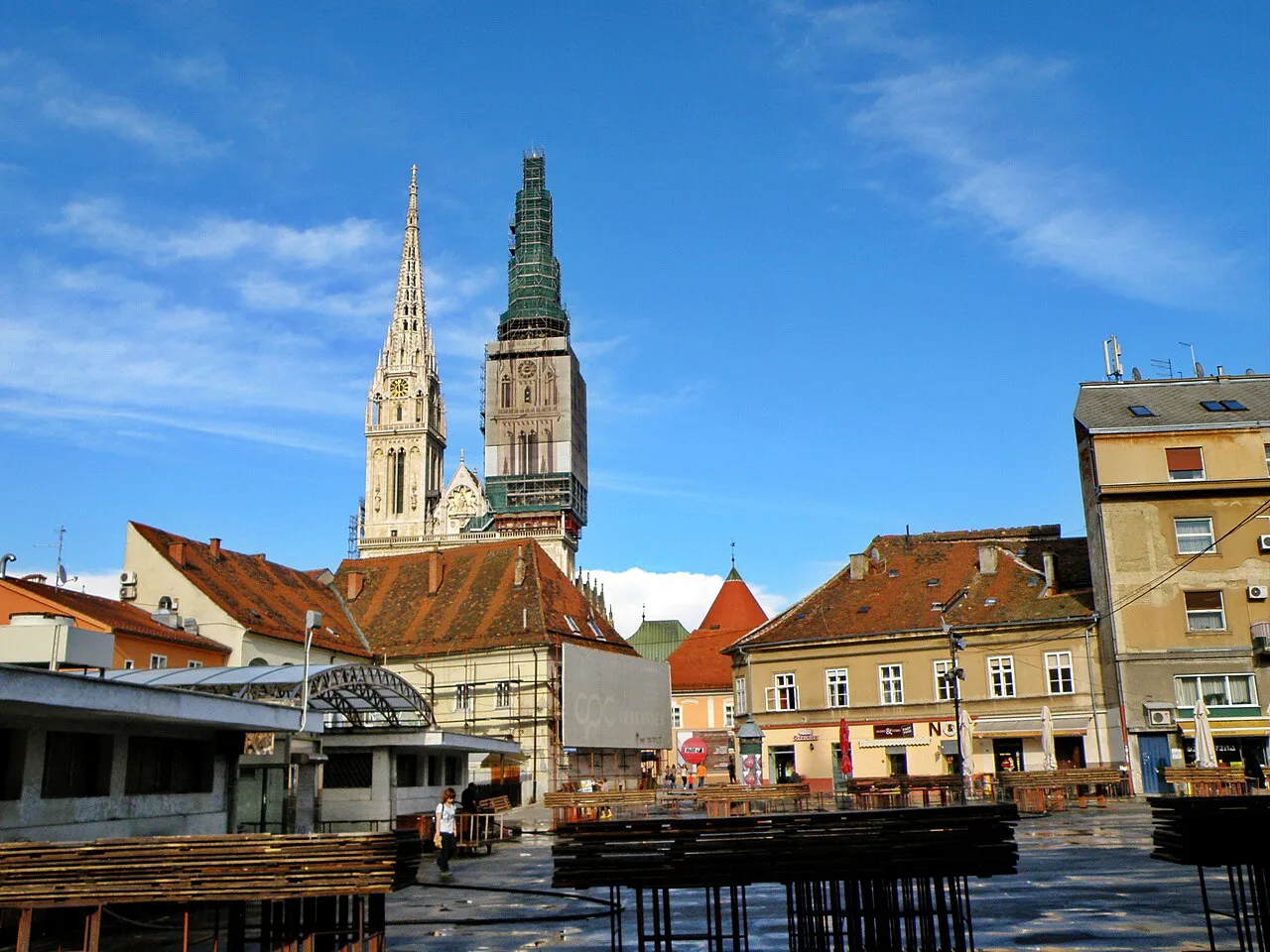 Dolac market below Zagreb Cathedral.