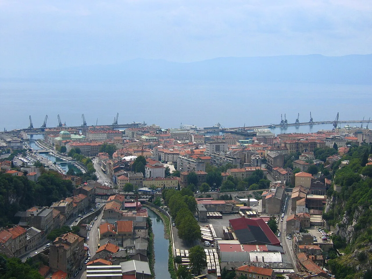 Rijeka and its port seen from above the city.