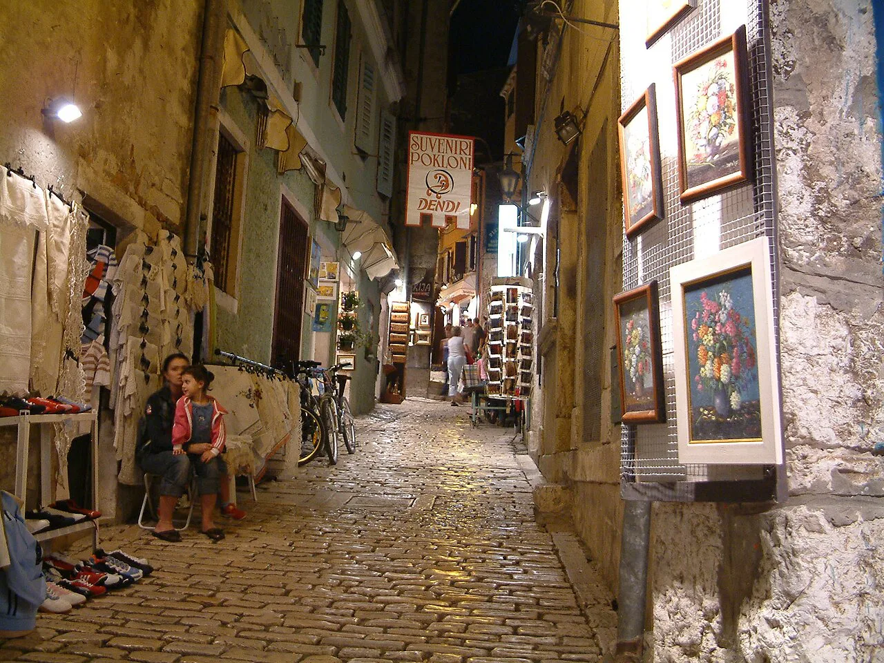 A cobbled lane in Rovinj's old town.