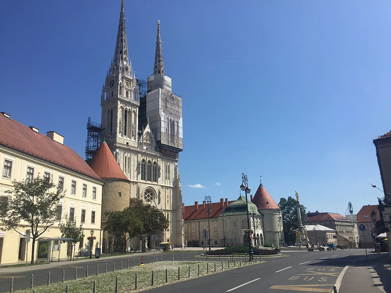 Zagreb Cathedral seen from the street.