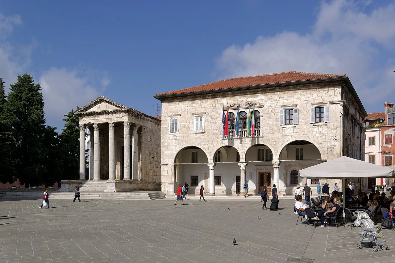 The Temple of Augustus and town hall on the Forum, Pula.