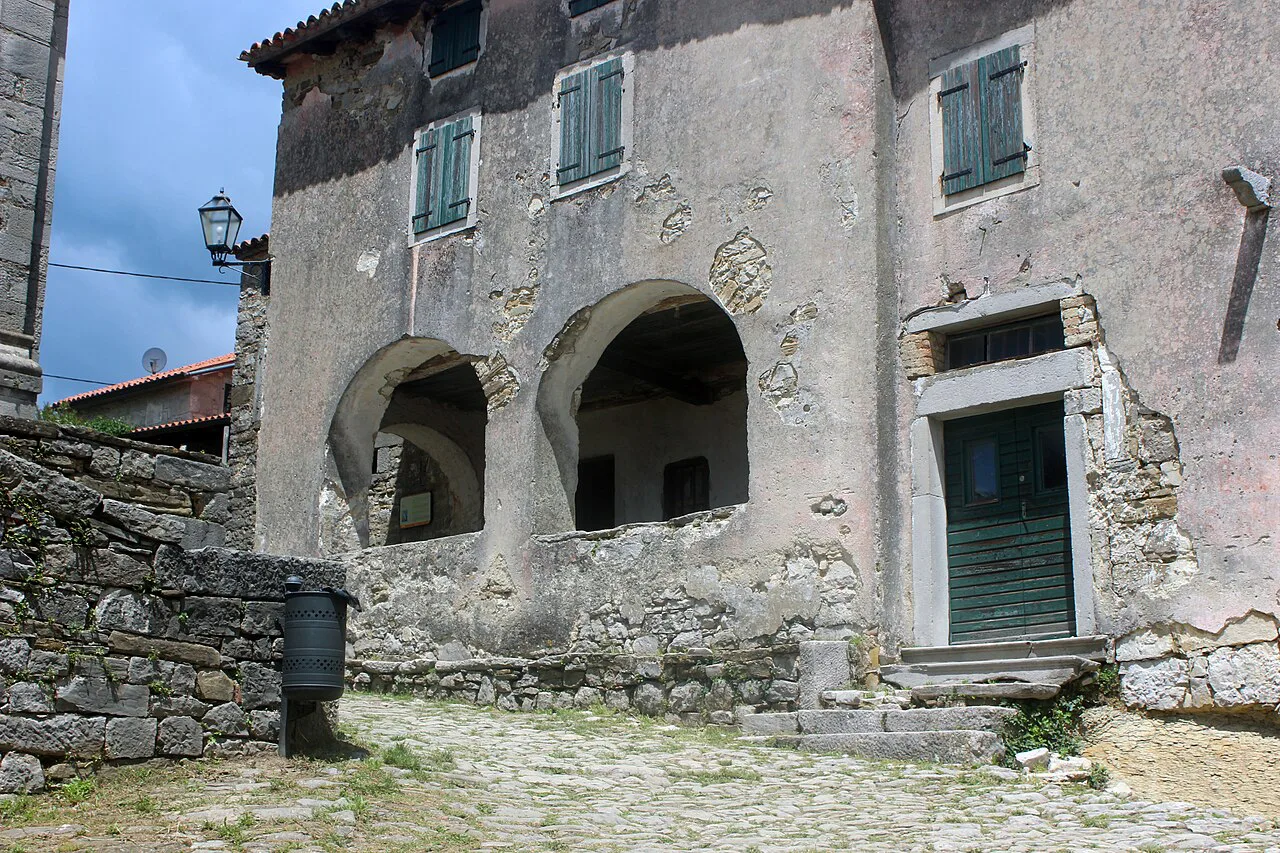 The town loggia in Hum, Istria.