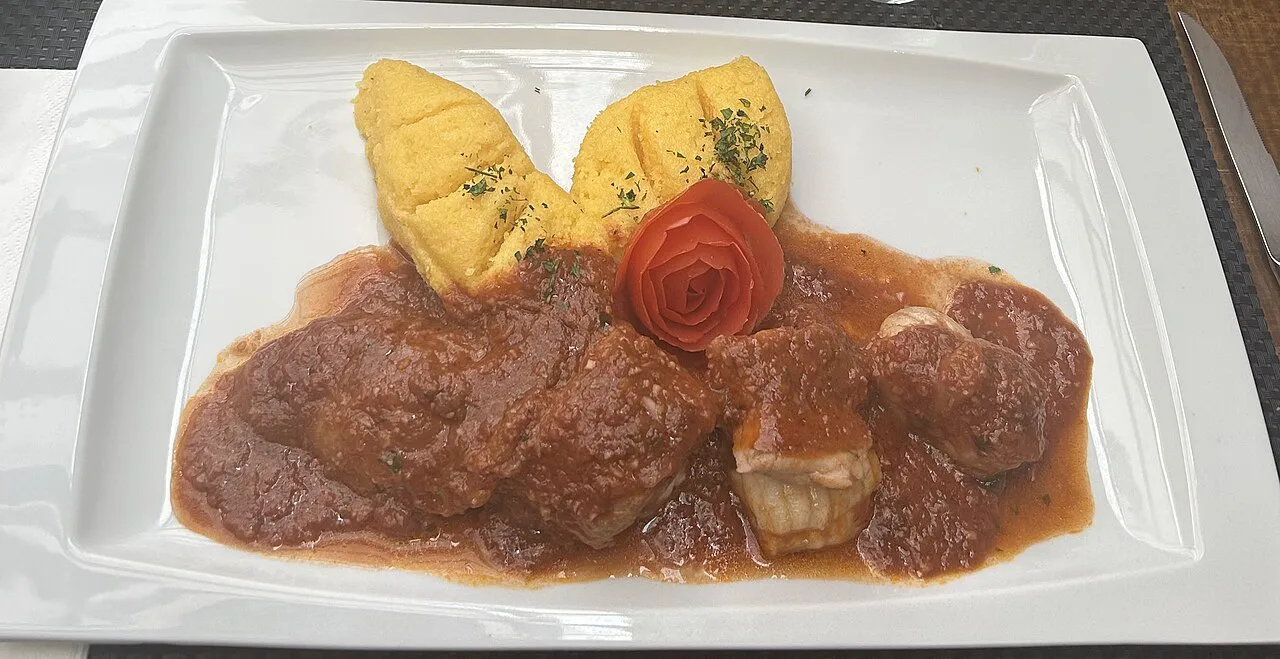 A plate of brudet fish stew.