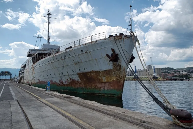 The ship Galeb moored in Rijeka harbour.