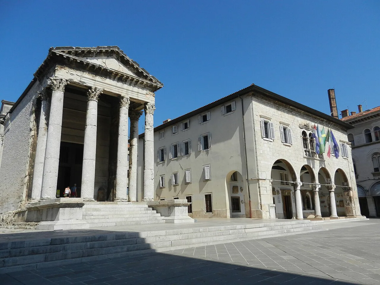 The Temple of Augustus and the town hall on the Forum, Pula.
