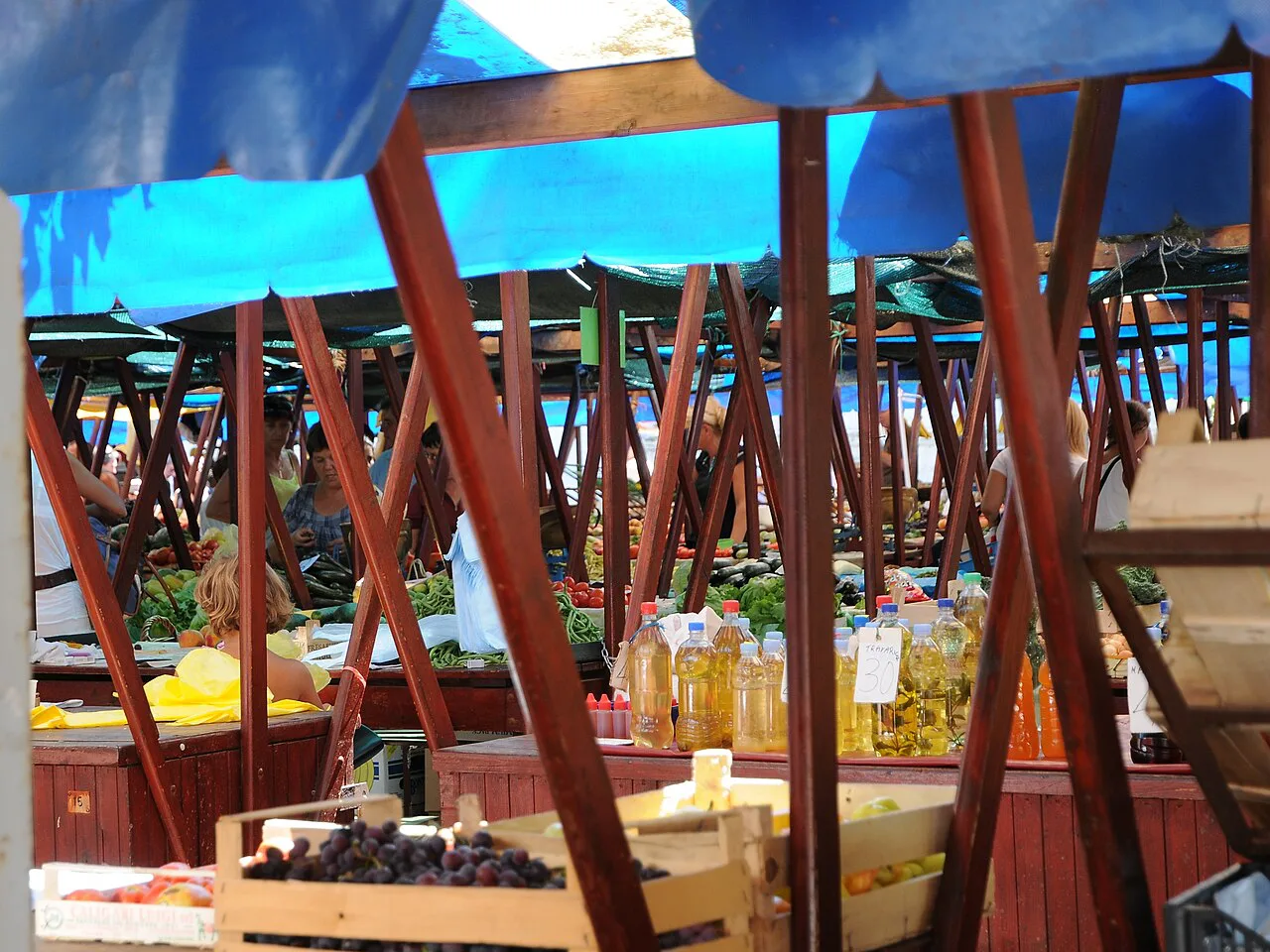 Market stalls in the old town, Zadar.