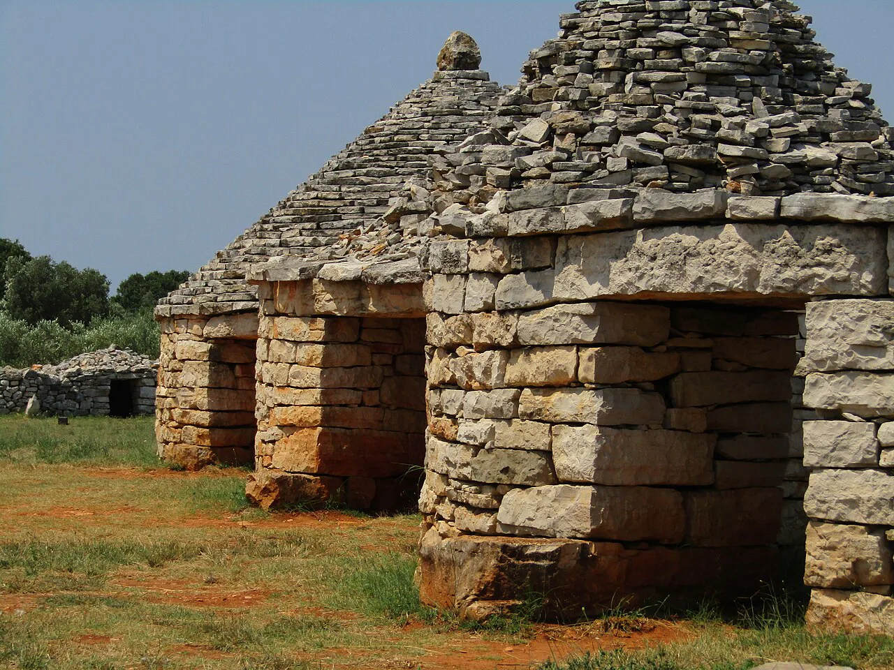 Traditional stone kažuni in Kažun Park, Vodnjan.