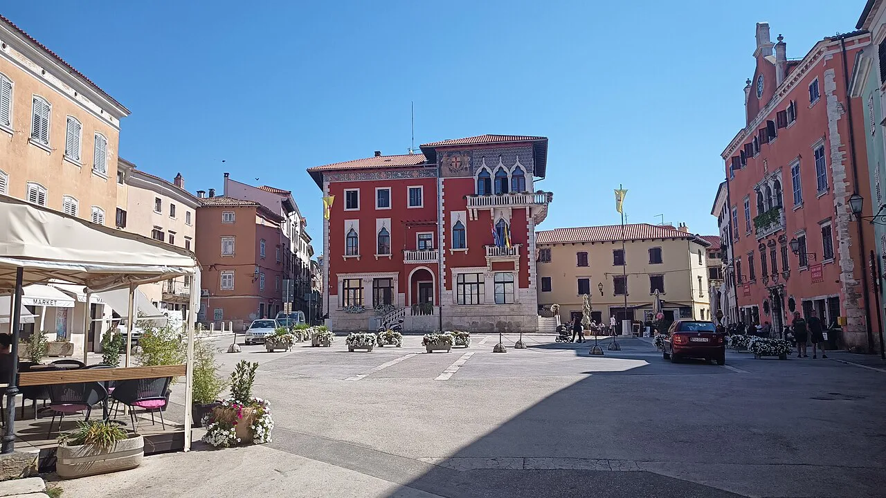 The main square in Vodnjan, Istria.