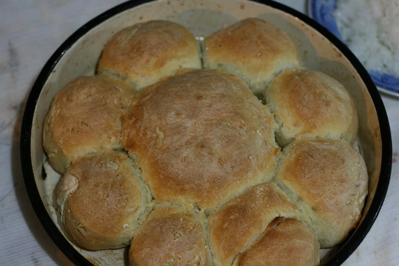 A homemade pogača loaf.