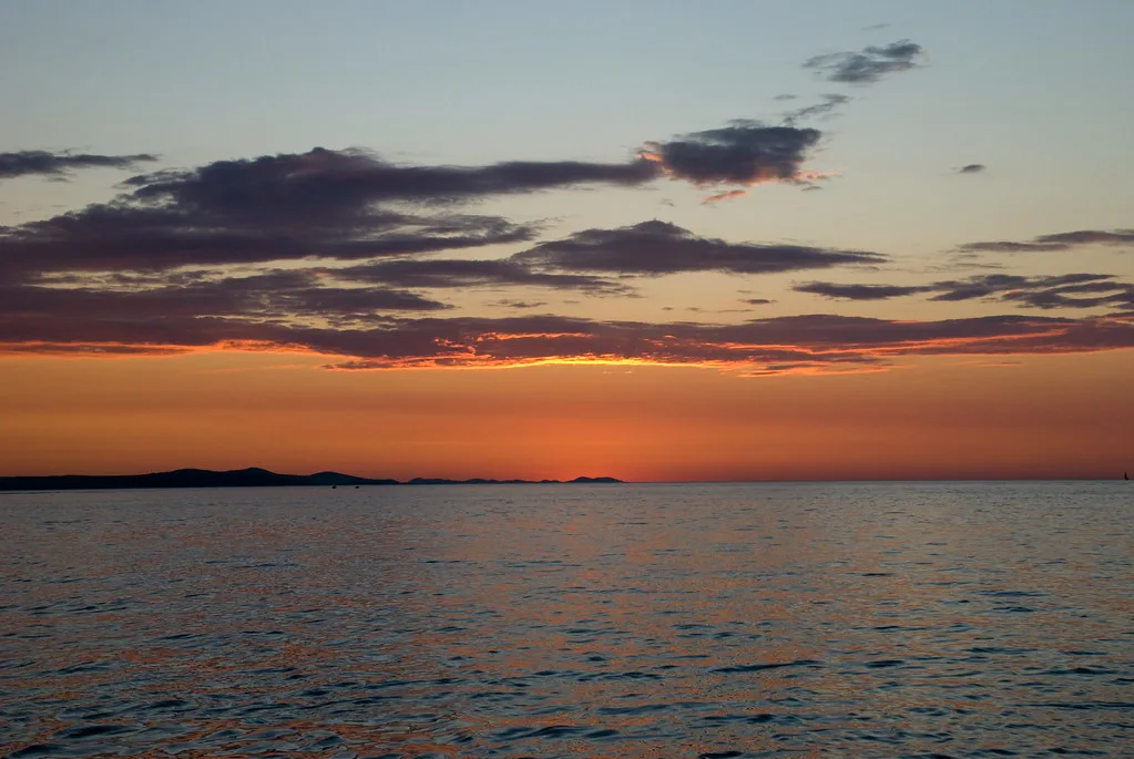 Sunset over the sea from Zadar, the home of maraschino.
