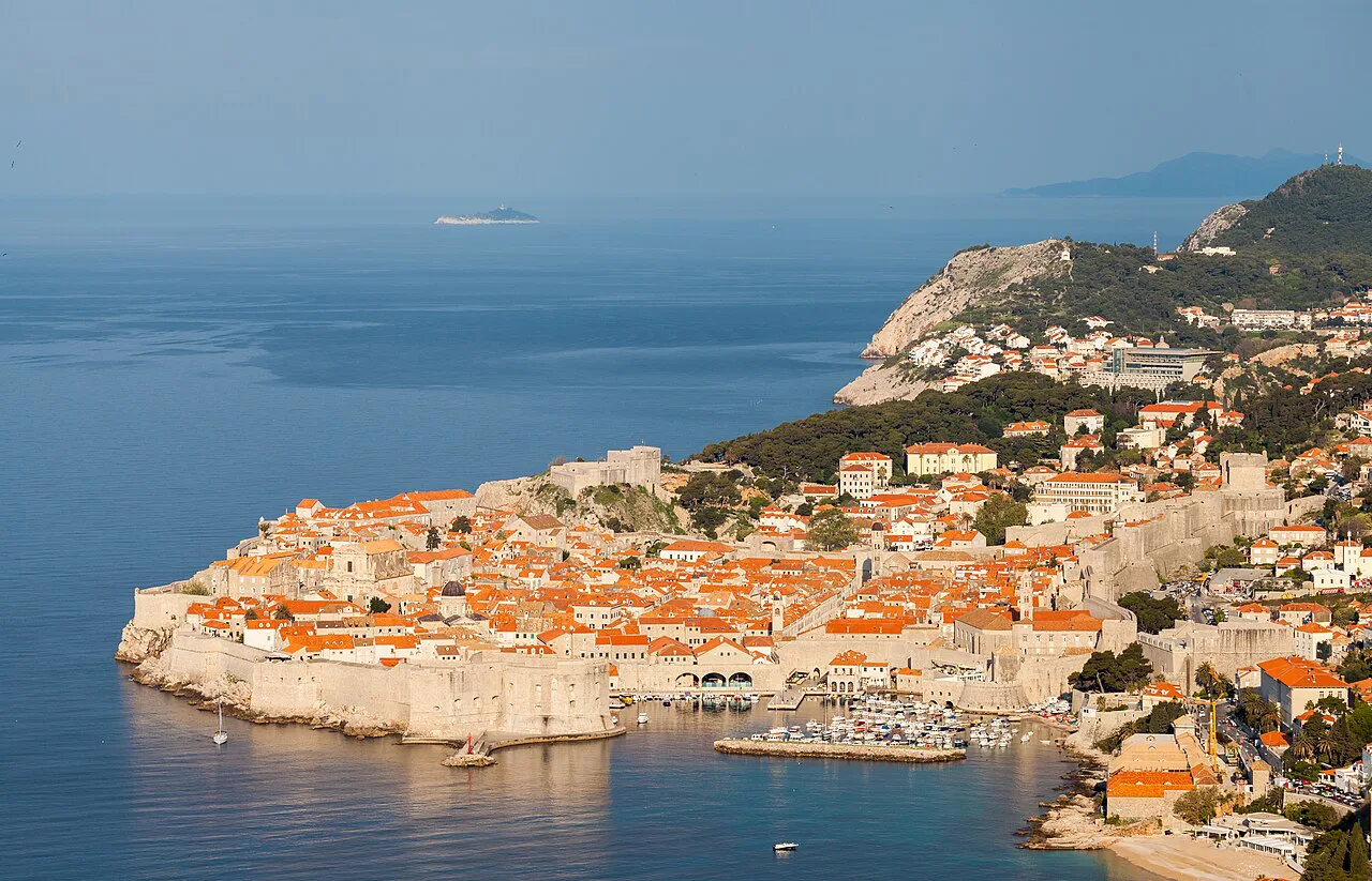 Early morning over Dubrovnik's old town and city walls.