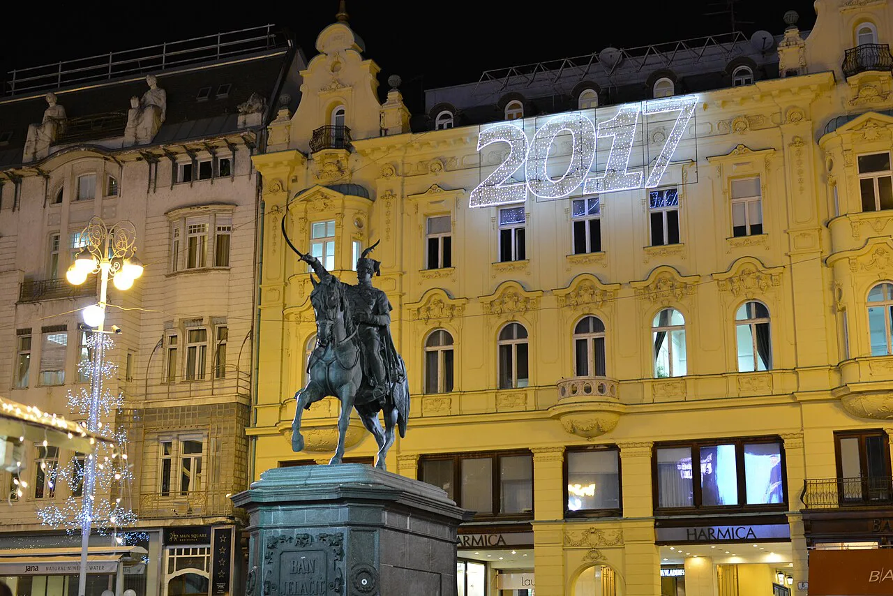 Ban Jelačić Square decorated for Advent, Zagreb.