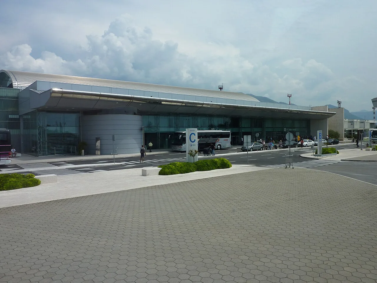 The terminal forecourt at Dubrovnik Airport.