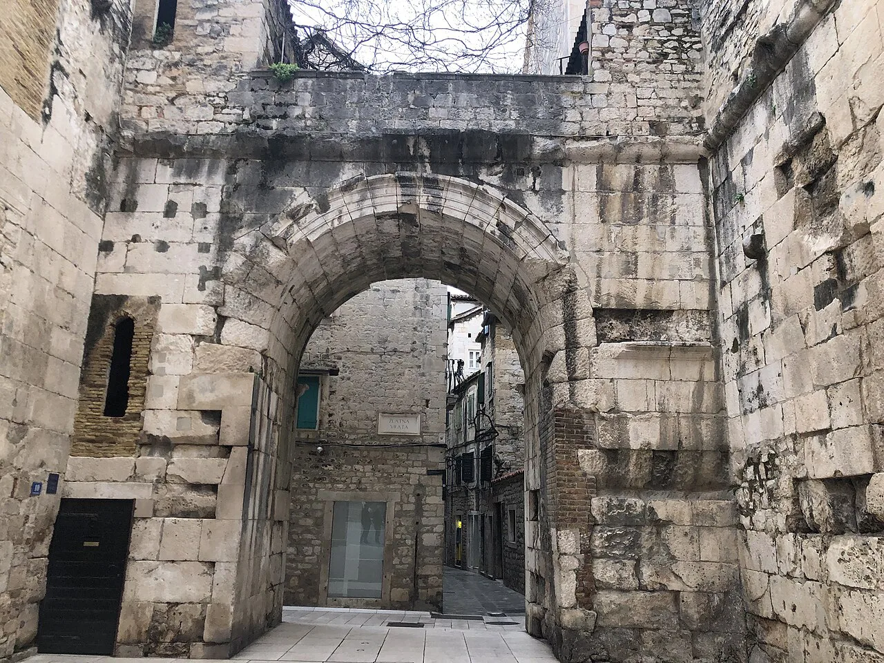 A stone archway in Diocletian's Palace, Split.