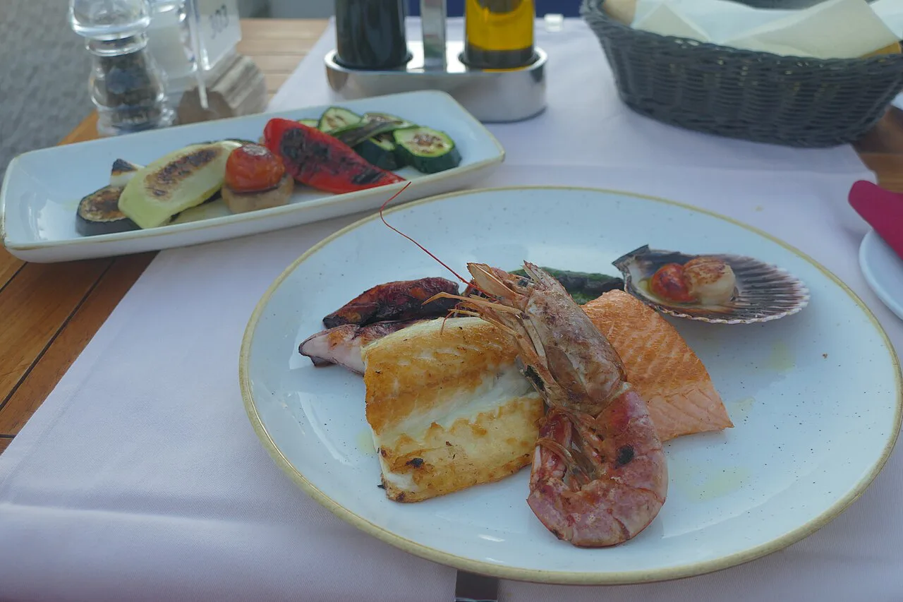A seafood plate at Dubravka restaurant, Dubrovnik.