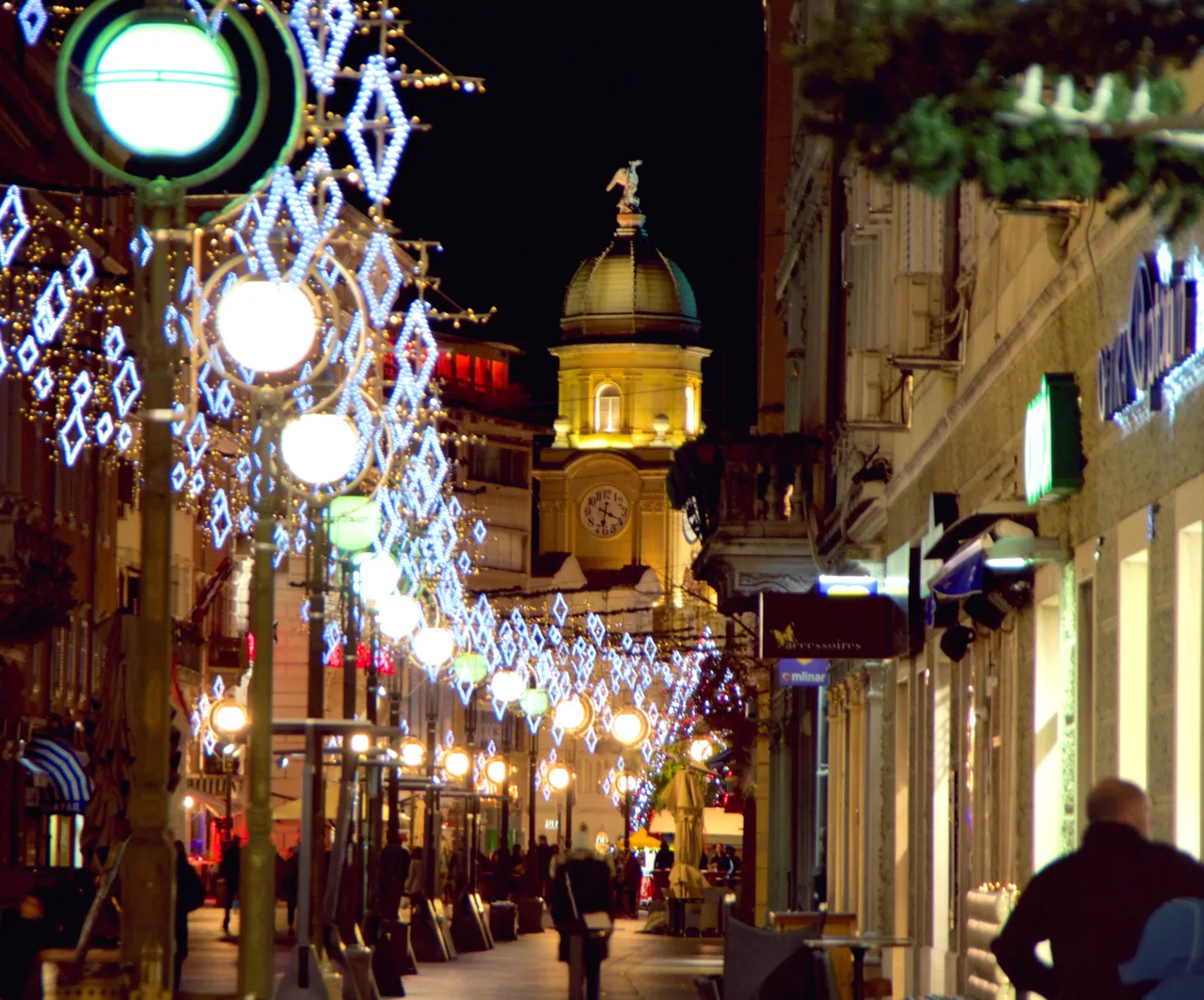 The Korzo at night during Advent, Rijeka.