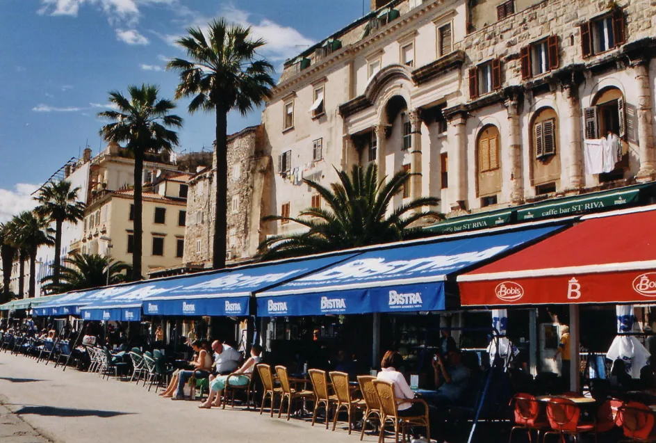 Café terraces along the Riva, Split.
