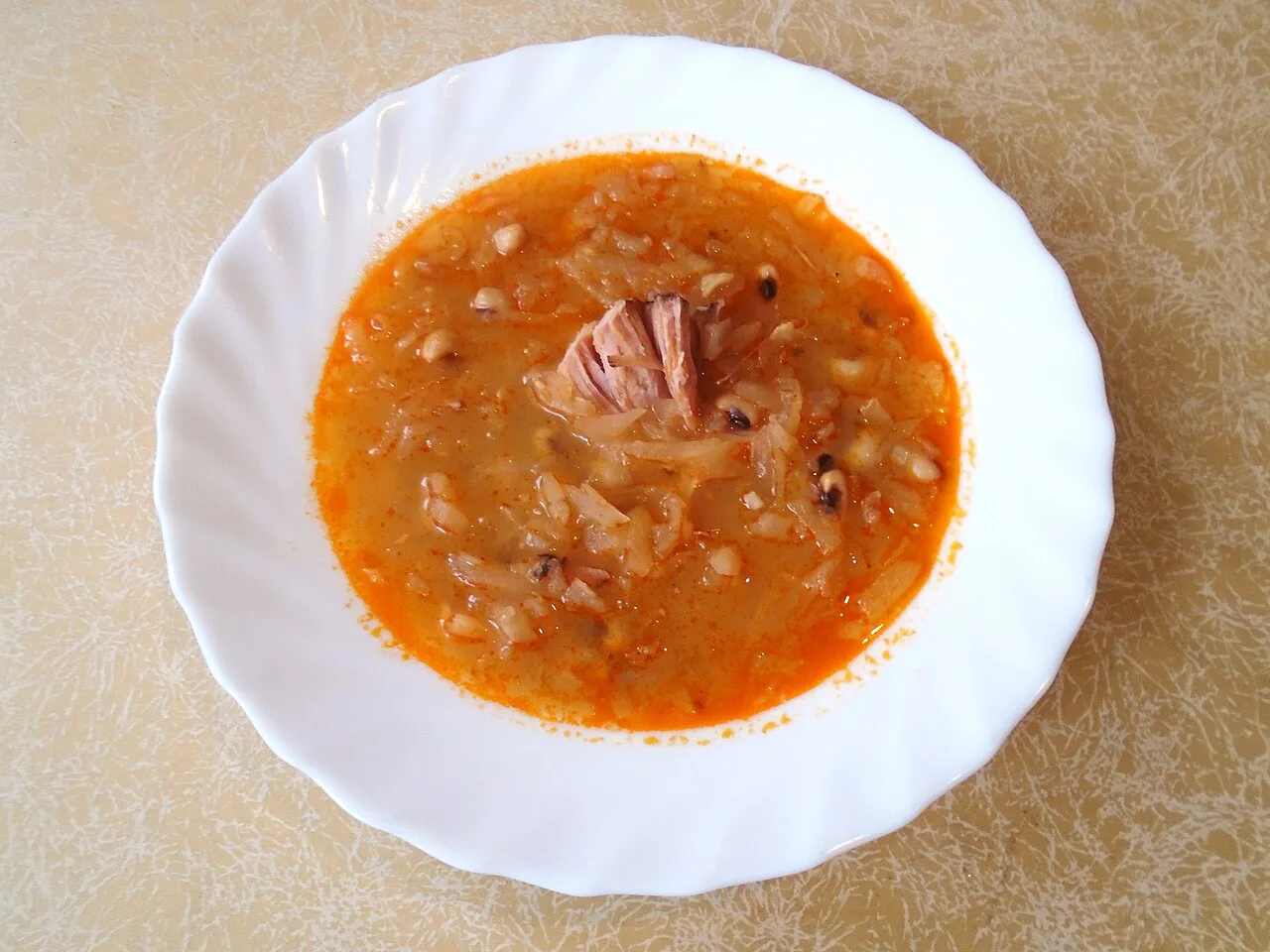 Turnip and bean stew with dried meat, a Međimurje dish.