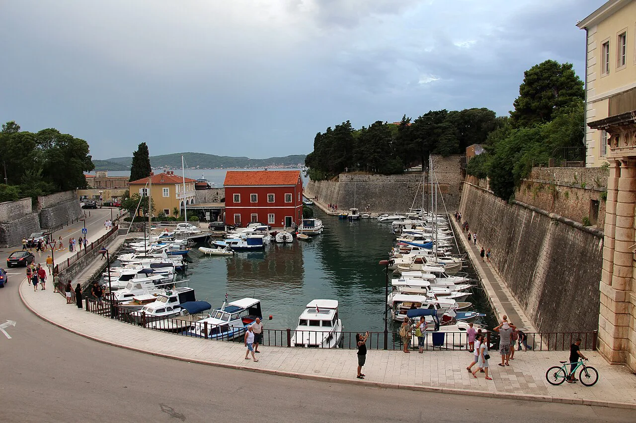 Boats moored in Foša harbour, Zadar.