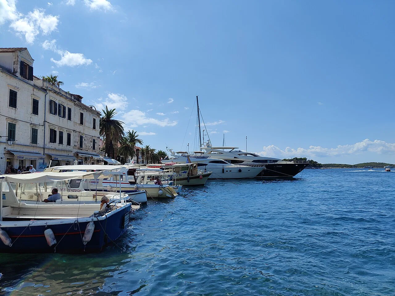 Boats in Hvar town harbour.