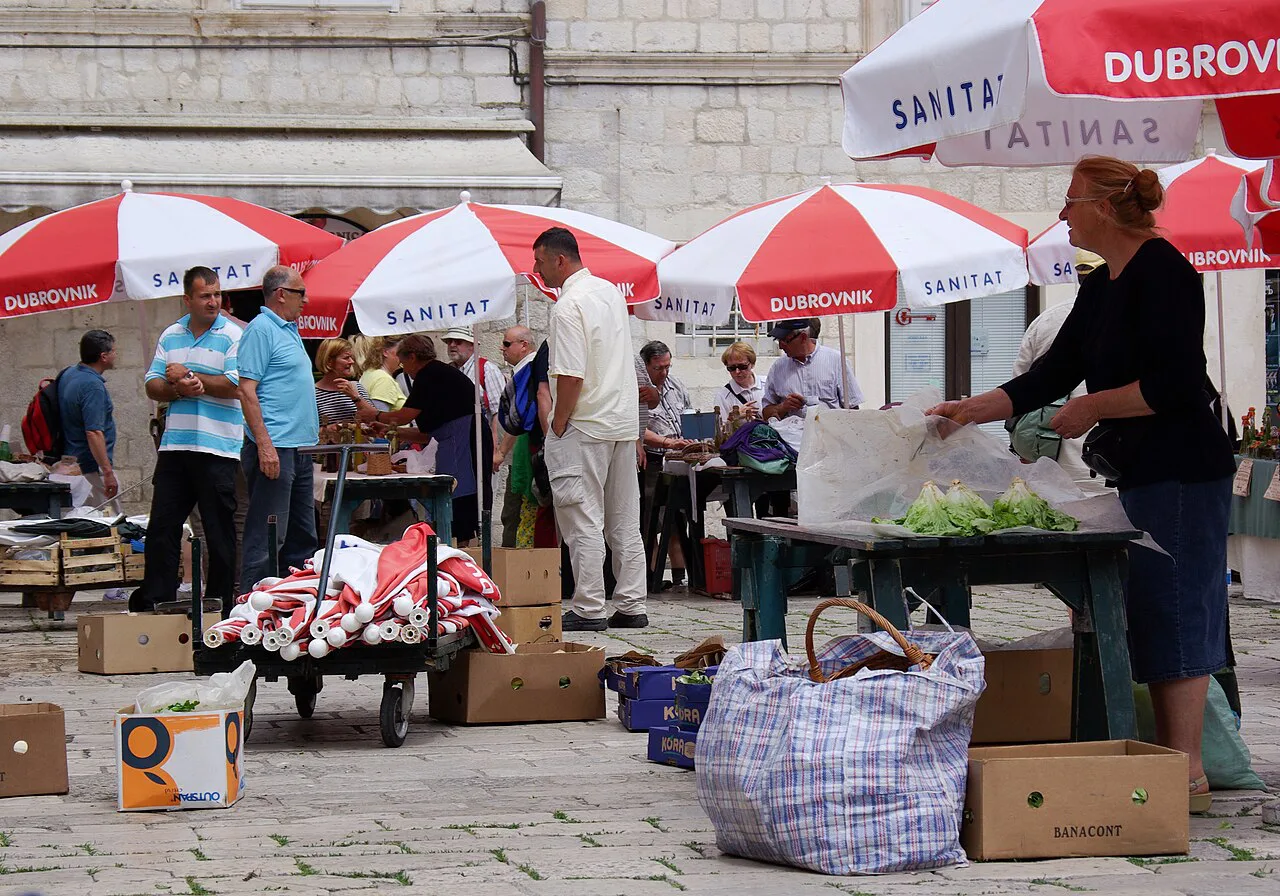 Market stalls on Gundulićeva poljana, Dubrovnik.