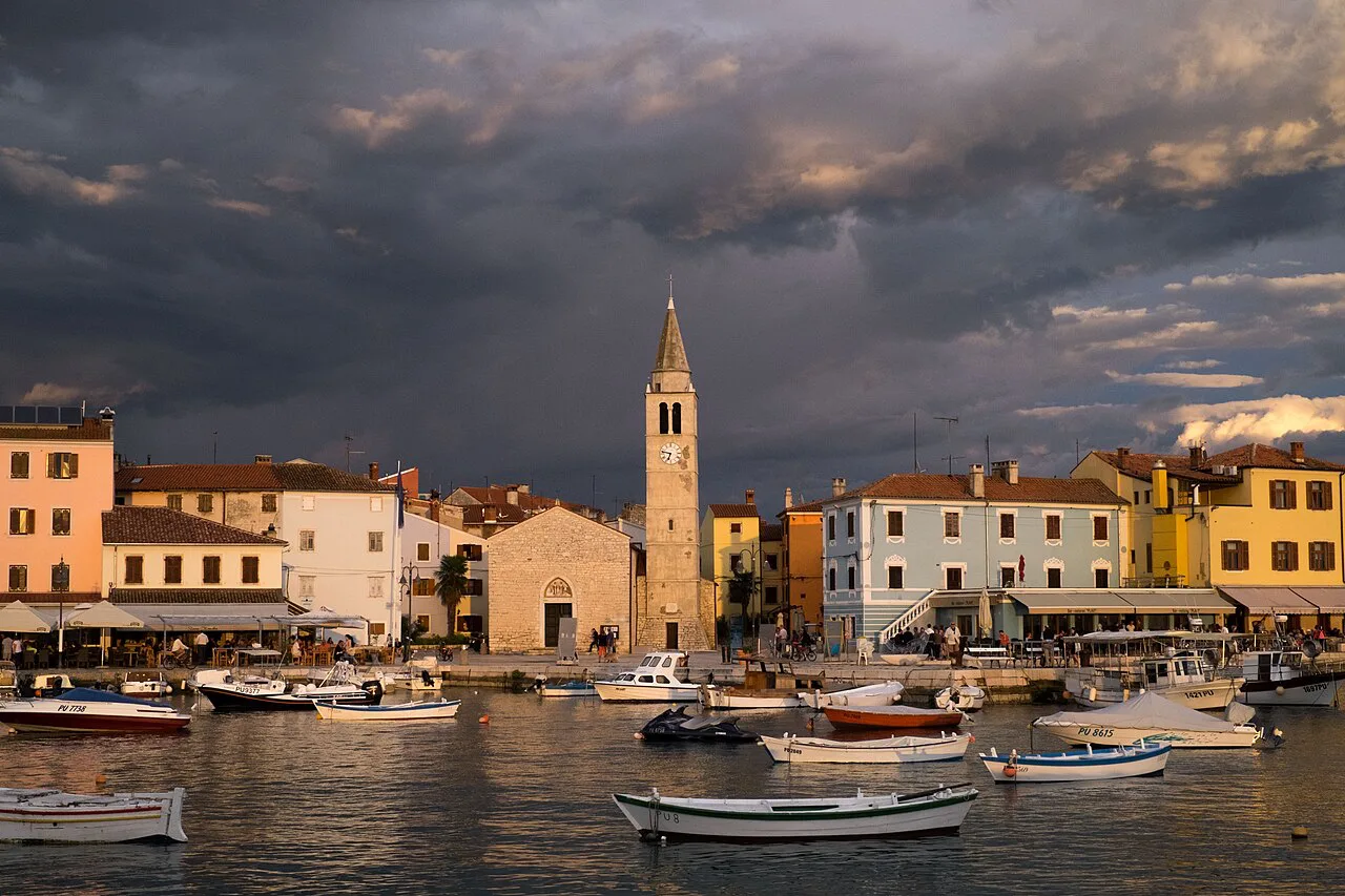 The harbour at Fažana, Istria, at sunset.
