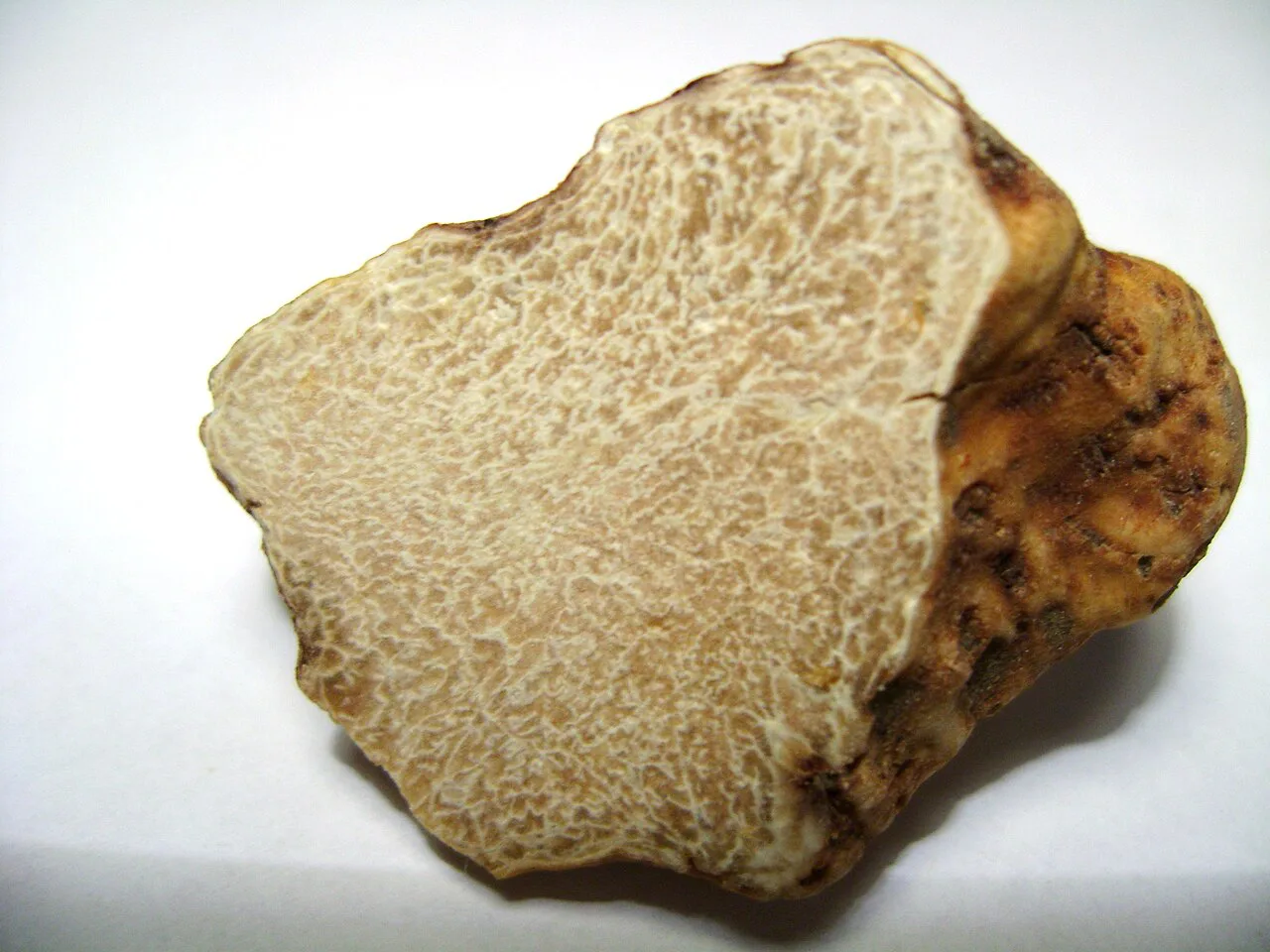 A white truffle cut in half.