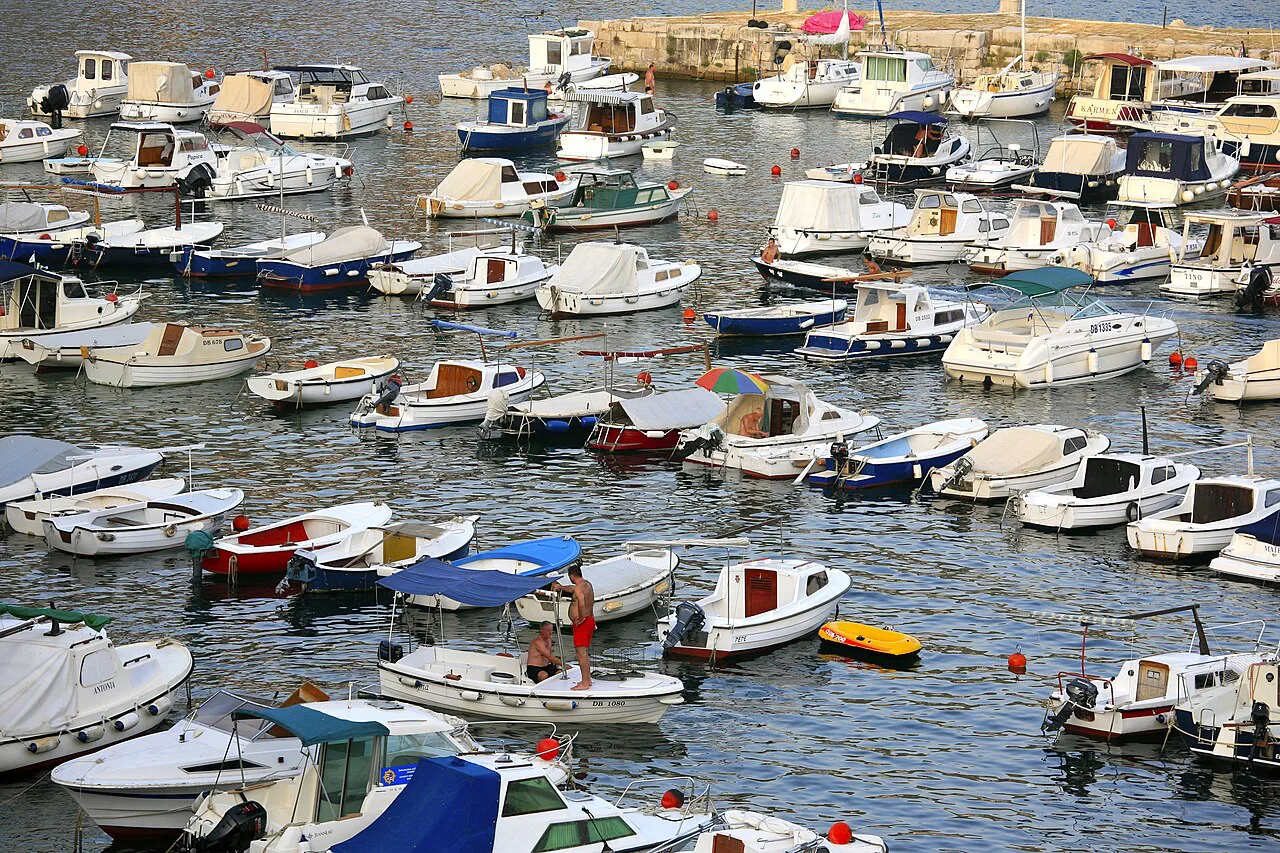 Boats moored in Dubrovnik's Old Port.
