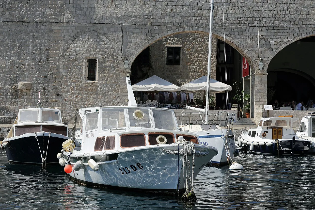 Boats moored in Dubrovnik's Old Port.