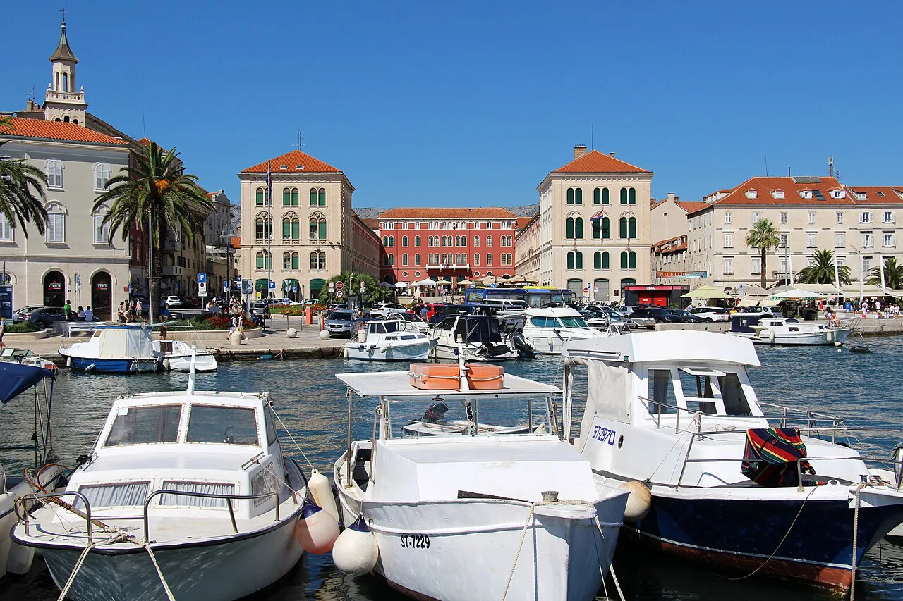 Fishing boats moored at Matejuška, Split.