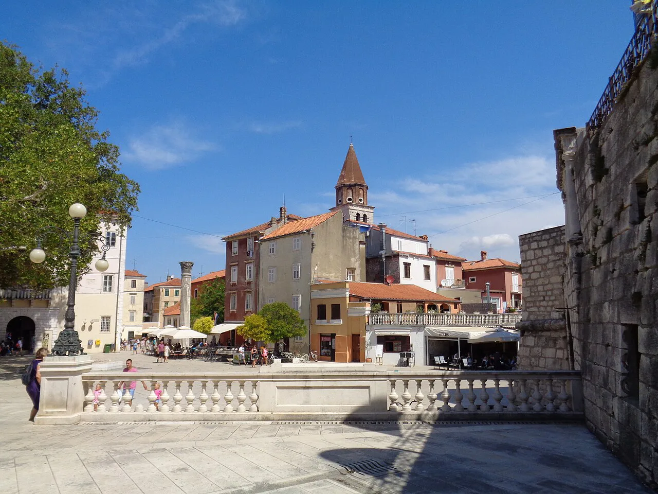 Petar Zoranić Square seen from the city walls, Zadar.